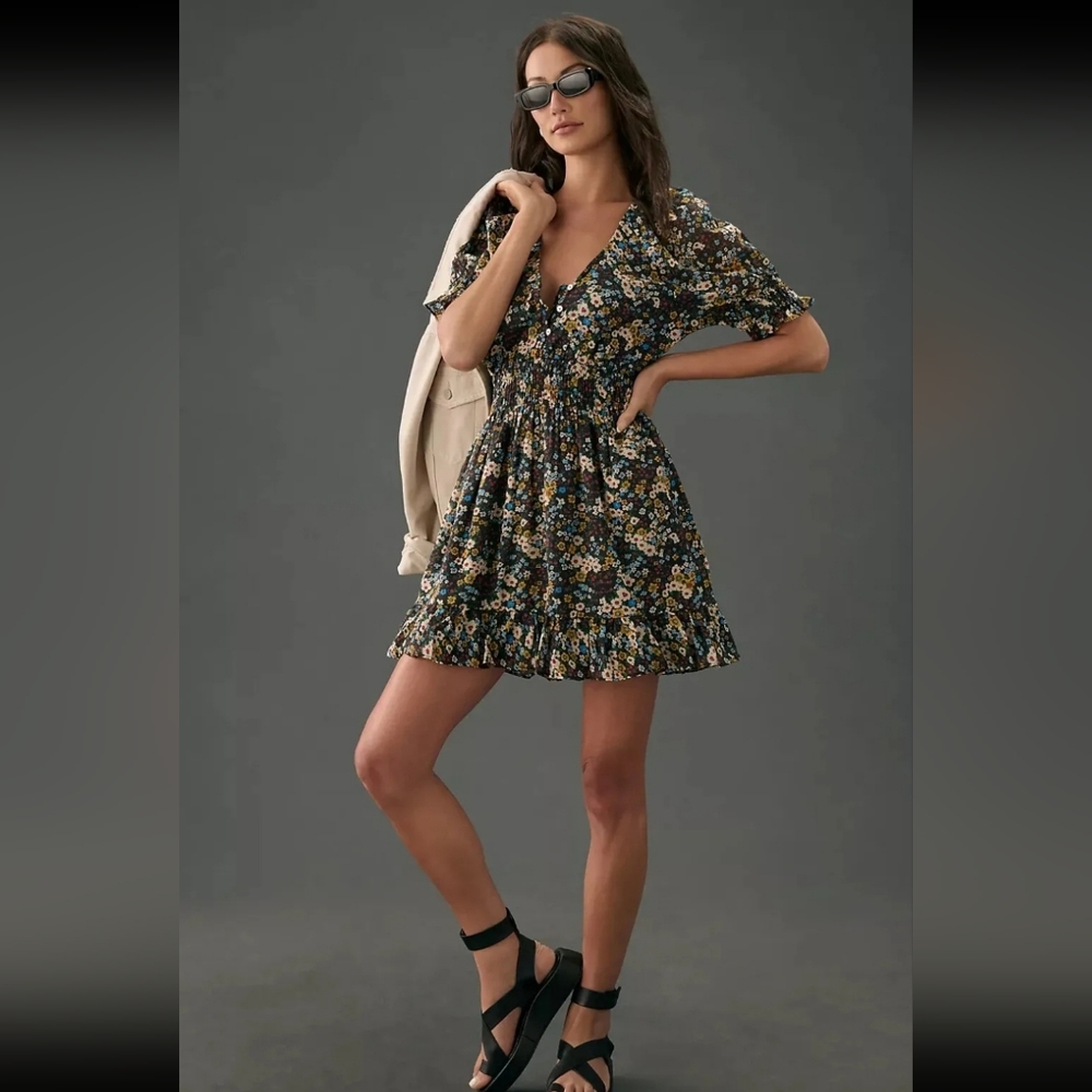 NEW Anthropologie Dollface Floral Mini Dress Size SMALL